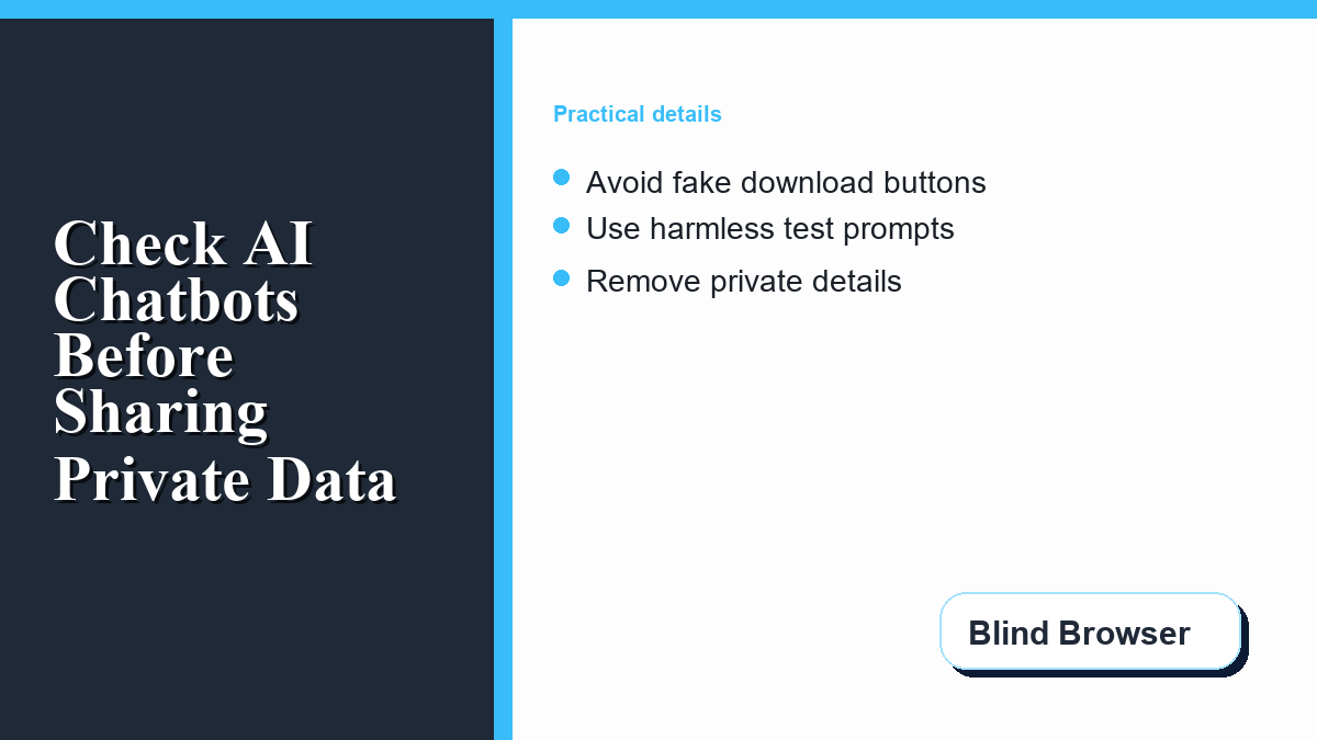 A browser window showing domain, policy, login, and download checks for a chatbot site