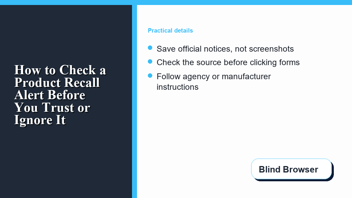 Official source check for recall notices before sharing personal details
