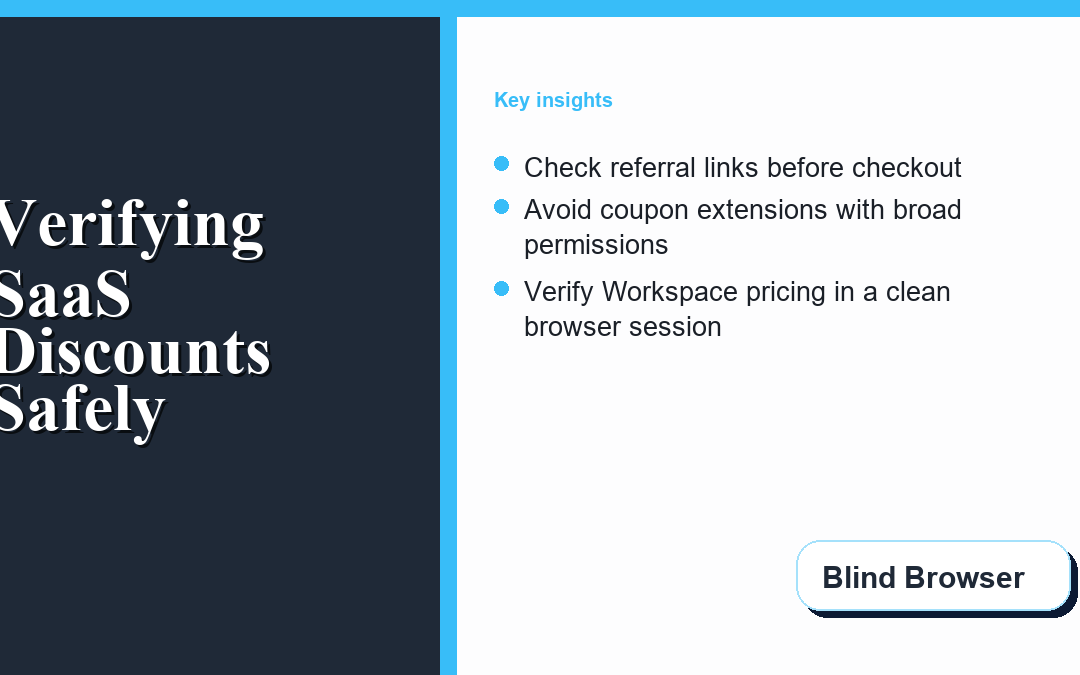 Verifying SaaS Discounts Safely: A Security Checklist for Google Workspace Admins
